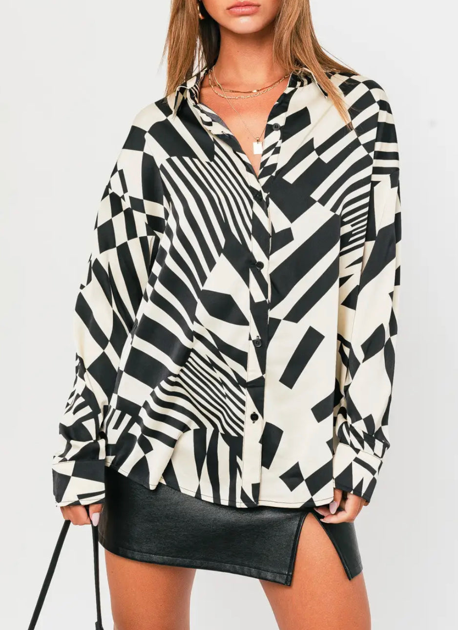 Oversize Abstract Button Down