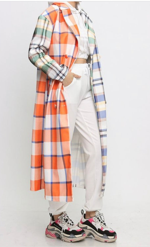 Flannel Trench Jacket