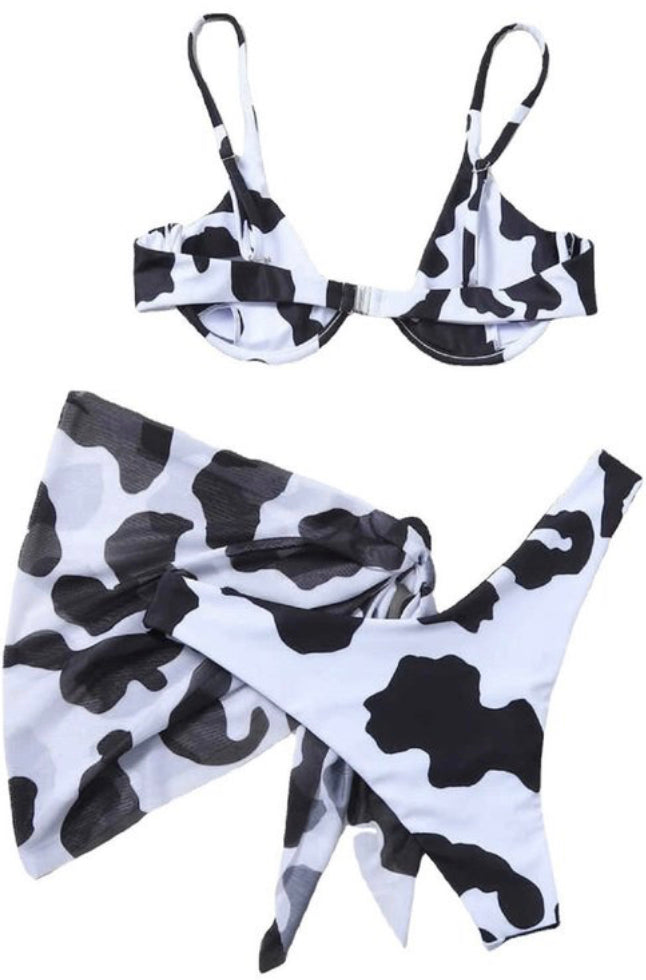 Cow Print 3 piece Swim Set